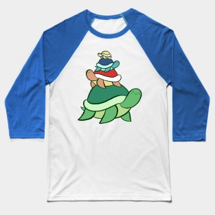 Colorful Turtle Stack Baseball T-Shirt